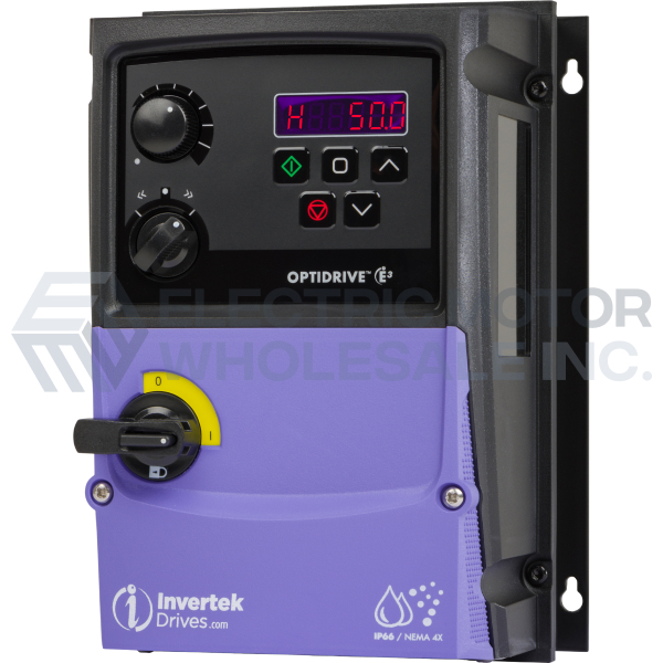 Image for 1HP INVERTEK E3 OptiDrive IP66 UV Resistant VFD w/SW 110-115VAC 1PH Input ODE-3-110043-101B